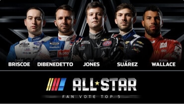 Foto promocional de cinco corredores que dice all star fan vote top 5