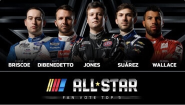 Foto promocional de cinco corredores que dice all star fan vote top 5
