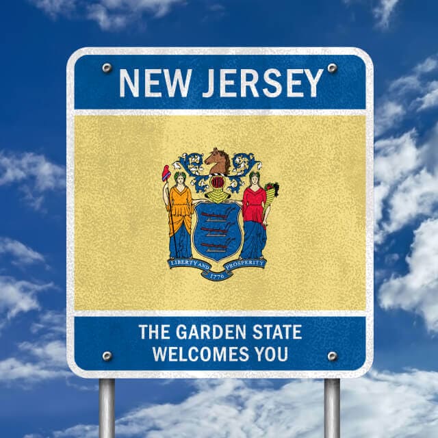 Letrero de Bienvenido a New Jersey