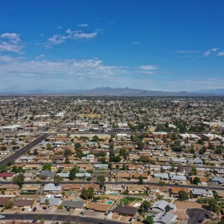Vista aérea de la ciudad de Mesa, Arizona