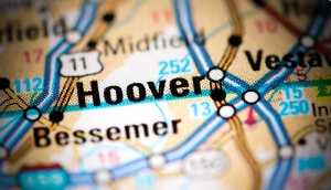 Mapa donde se ve la ciudad de Hoover, Alabama