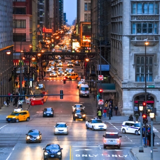 Vista panorámica del centro de Chicago, Illinois