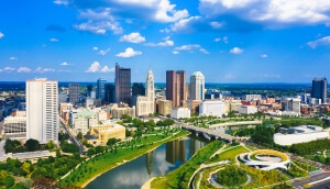 Vista aérea del centro de Columbus, Ohio