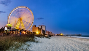 Panorámica desde la playa de Myrtle Beach, Carolina del Sur