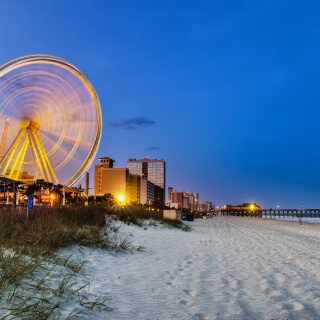 Panorámica desde la playa de Myrtle Beach, Carolina del Sur