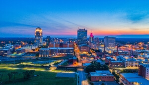 Vista panorámica del centro de Winston-Salem, Carolina del Norte