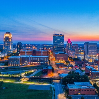 Vista panorámica del centro de Winston-Salem, Carolina del Norte