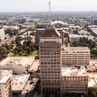 Vista aérea del centro de Fresno, California