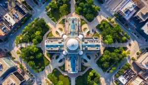 Vista aérea del capitolio en Madison, Wisconsin