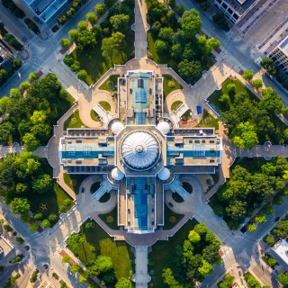 Vista aérea del capitolio en Madison, Wisconsin