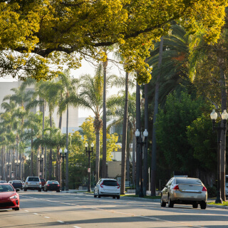 Calle en zona residencial de Santa Ana, California