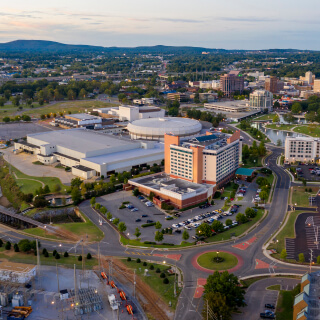 Vista aérea del centro de Huntsville, Alabama