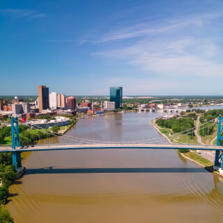 Vista aérea del centro de Toledo, Ohio.