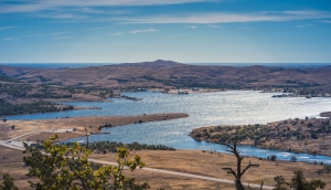 Vista aérea del lago Lawton, Oklahoma.