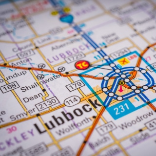 Mapa de la ciudad de Lubbock, Texas.