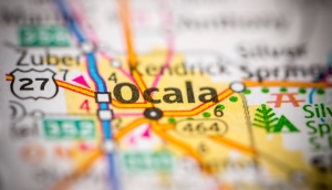 La ciudad de Ocala en el mapa de Florida.