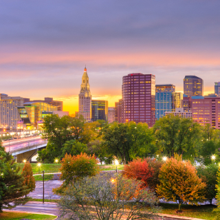 1. Colores del atardecer sobre el estado de Connecticut, Estados Unidos