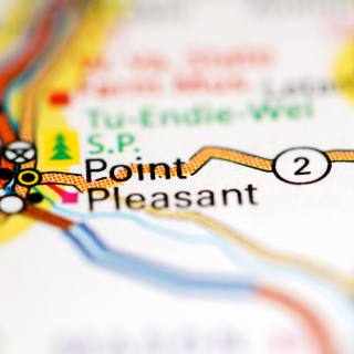 La ciudad de Point Pleasant, West Virginia, señalada en el mapa de Estados Unidos