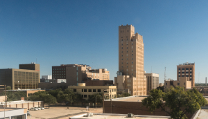 Vista aérea de la ciudad de Abilene, Texas, durante un día soleado