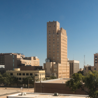 Vista aérea de la ciudad de Abilene, Texas, durante un día soleado