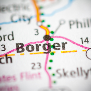 La ciudad de Borger, Texas, en el mapa.