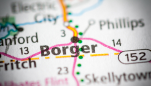 La ciudad de Borger, Texas, en el mapa.