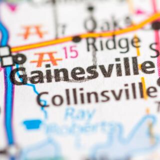 La ciudad de Gainesville, Texas, en el mapa.
