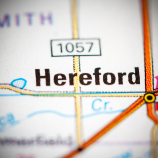 La ciudad de Hereford, Texas, en el mapa