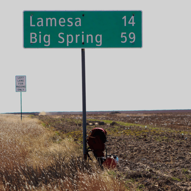 Letrero en la carretera de la ciudad de Lamesa, Texas.