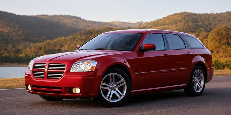 Dodge Magnum color rojo en una exposición - Seguro de auto barato para Dodge